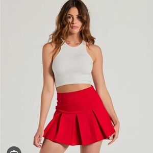 Red Pleated Skort